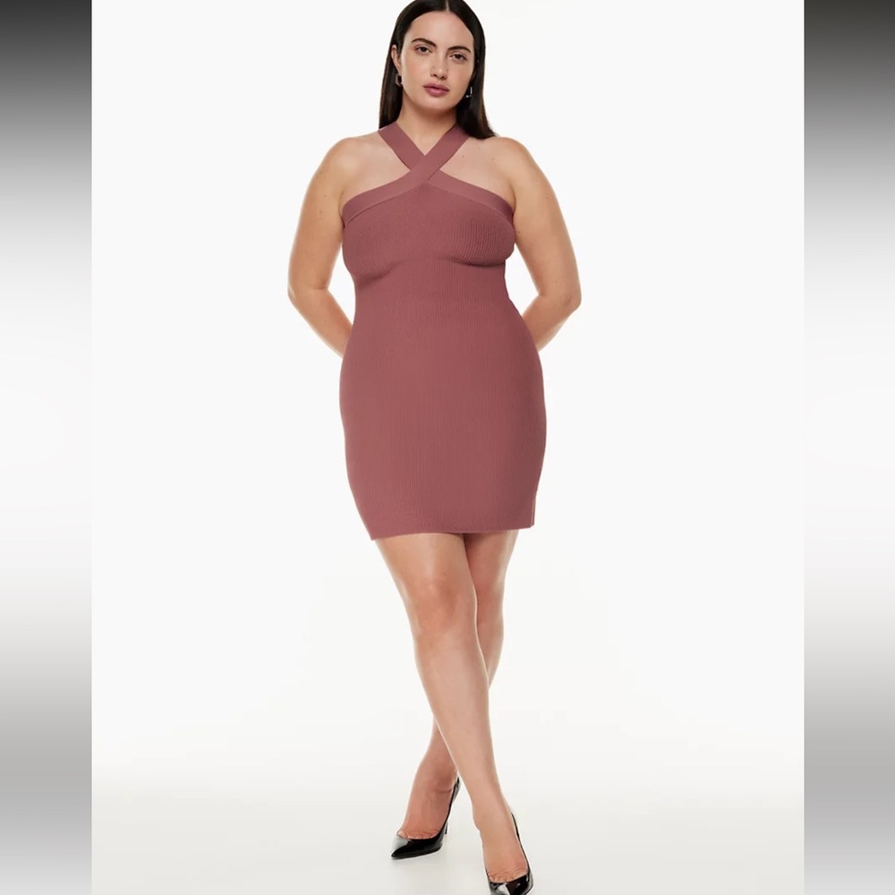 Aritzia Babaton Sculpt Knit Criss Cross Dress in Red Willow XS